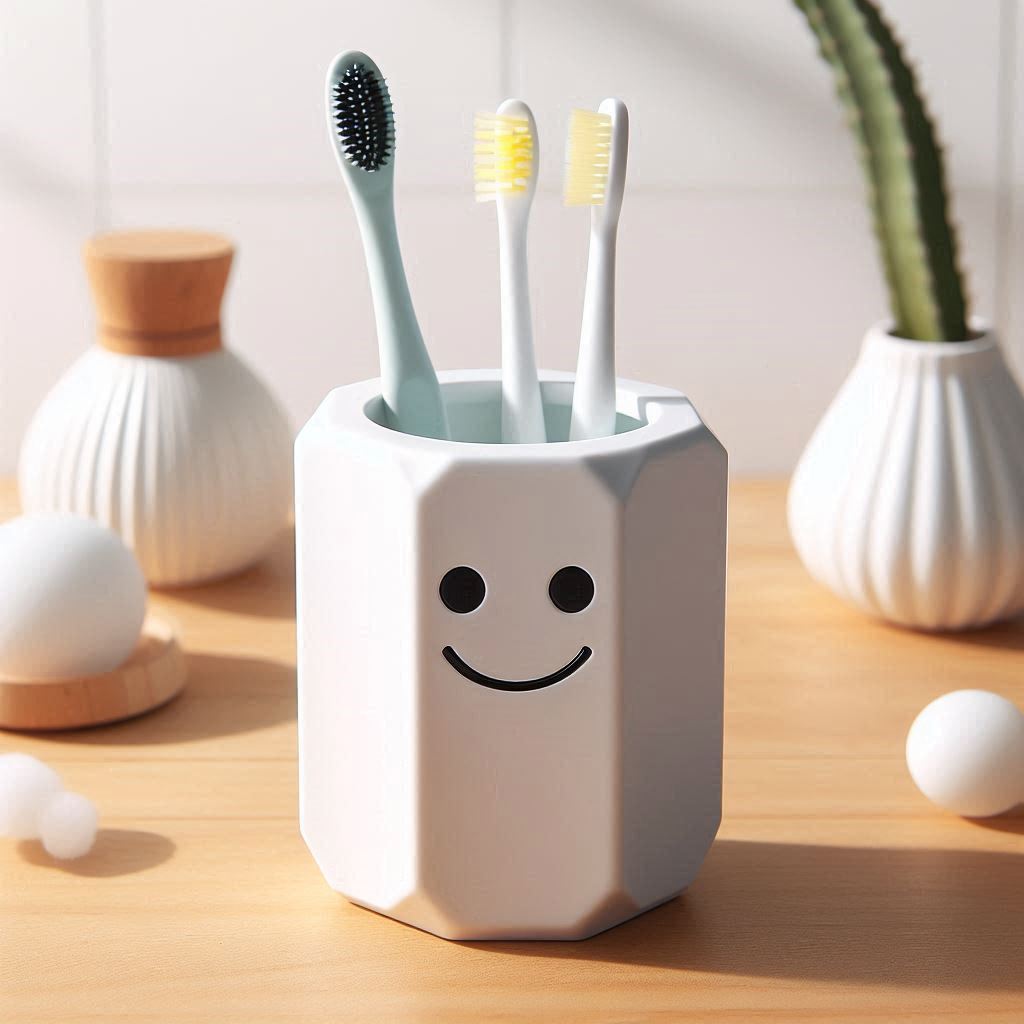 3D Printed Kids Toothbrush Holder Smiley Face